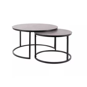   Atlanta Luxus Kerek Üveg Dohányzóasztal Szett Márvány Hatású Szürke