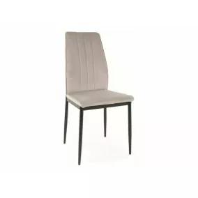   Atom Velvet Világosszürke Bársony Étkezőszék Fekete Fémvázzal