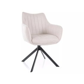   Azalia Brego Forgó Étkezőszék Világos Bézs Szövet Fekete Vázzal