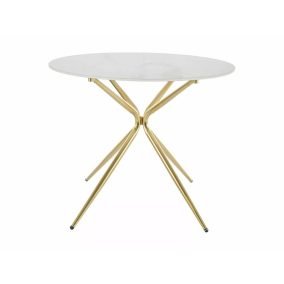   Azalia Ceramic Kerek Étkezőasztal Fehér Kerámia Arany Vázzal