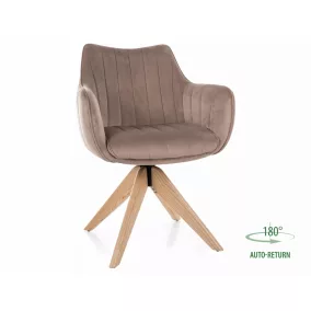   Azalia D Velvet Forgó Étkezőszék Bársony Sötétbézs Kőrisfa Lábbal