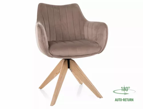 Azalia D Velvet Forgó Étkezőszék Bársony Sötétbézs Kőrisfa Lábbal