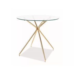 Azalia Luxus Kerek Üvegasztal Arany Vázzal