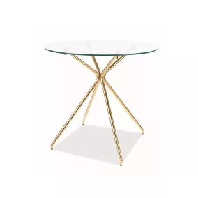 Azalia Luxus Kerek Üvegasztal Arany Vázzal