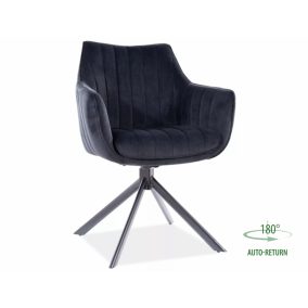   Azalia Velvet Forgó Bársony Étkezőszék Fekete Matt Vázzal