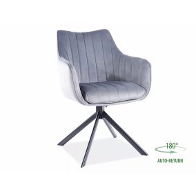   Azalia Velvet Forgó Bársony Étkezőszék Szürke Fekete Vázzal