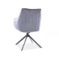   Azalia Velvet Forgó Bársony Étkezőszék Szürke Fekete Vázzal