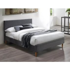   Azurro Velvet Luxus Bársony Franciaágy Szürke Rombusz Mintával