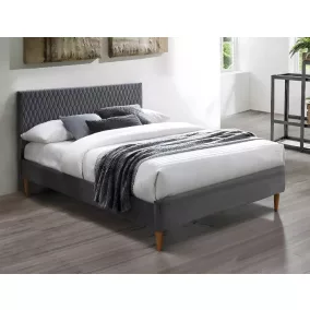   Azurro Velvet Luxus Bársony Franciaágy Szürke Rombusz Mintával