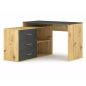 Modern B-013 Sarok Íróasztal Laminált Artisan Tölgy Antracit Fiókokkal