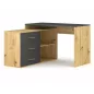   Modern B-013 Sarok Íróasztal Laminált Artisan Tölgy Antracit Fiókokkal