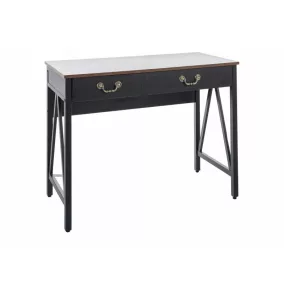   B-021 Rusztikus Íróasztal Laminált Tölgy Fekete Fém Vázzal