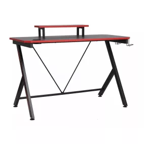 B-202 Gamer MDF Íróasztal Fekete-Piros Monitortartóval