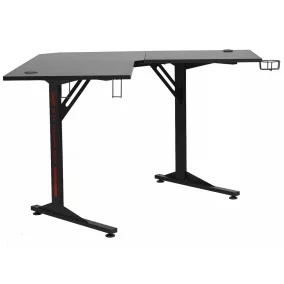   B-219 Fekete Sarok Gamer Íróasztal MDF Pohár- és Fejhallgatótartóval