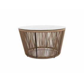   Bahama Kerek Füstüveg Dohányzóasztal Fekete-Bronz Fém Vázzal