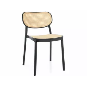   Bali Rattan Hatású PP Szék Bézs-Fekete Egymásba Rakható