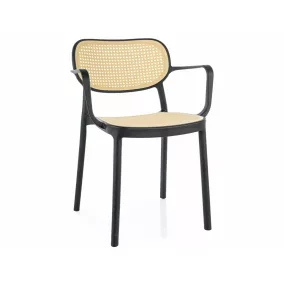   Bali II Rattan Hatású PP Szék Bézs-Fekete Egymásba Rakható