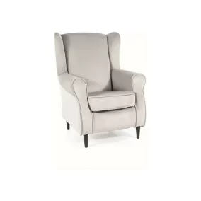 Baron Velvet Füles Fotel Világosszürke Bársony Wenge