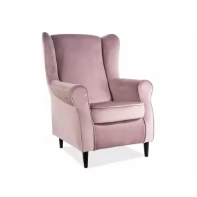 Baron Velvet Füles Fotel Bársony Antik Rózsaszín