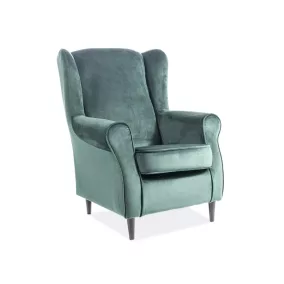 Baron Velvet Luxus Füles Fotel Bársony Zöld Kényelmes