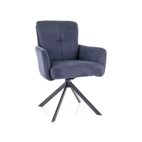   Basil Vardo Forgó Étkezőszék Tintakék Szövet Fekete Vázzal