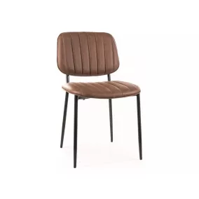   Ben Modern Műbőr Étkezőszék Barna Barázdált Kárpitozással