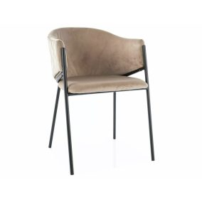 Bono Velvet Bézs Bársony Étkezőszék Fekete Fém Vázzal