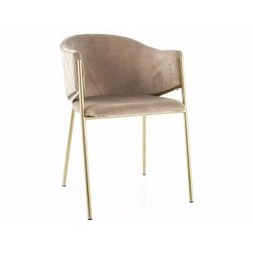 Bono Velvet Bézs Bársony Étkezőszék Arany Fém Vázzal