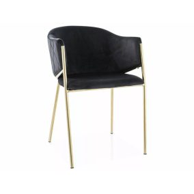   Bono Velvet Luxus Bársony Étkezőszék Fekete-Arany Fém Vázzal