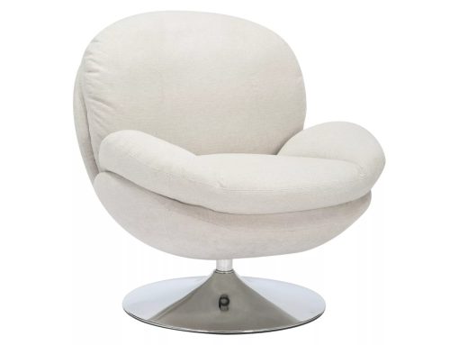 Brigitte Króm Forgó Fotel Brego Szövettel Világos Bézs