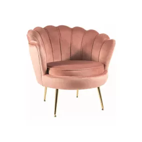   Camellia Elegance Kagyló Bársony Fotel Antik Rózsaszín Arany Lábakkal