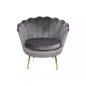   Camellia Luxus Kagyló Fotel Bársony Szürke Arany Lábakkal