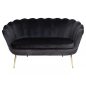   Camellia Elegance Kétszemélyes Fekete Bársony Kanapé Arany Lábakkal