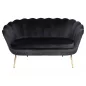   Camellia Elegance Kétszemélyes Fekete Bársony Kanapé Arany Lábakkal