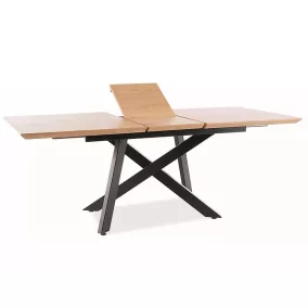 Capitol Kinyitható Tölgy Étkezőasztal Fekete X-lábakkal