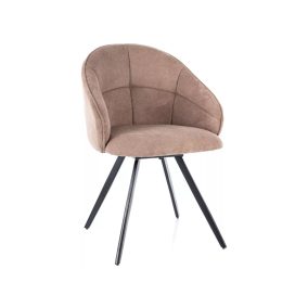   Capri Vardo Forgó Étkezőszék Sötét Bézs Szövet Fekete Fém Vázzal