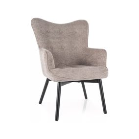   Carmen Raven Kárpitozott Fotel Sötétbézs Szövettel Fekete Fa Lábakkal