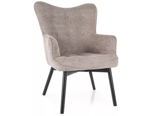 Carmen Raven Kárpitozott Fotel Sötétbézs Szövettel Fekete Fa Lábakkal