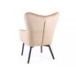 Carmen Velvet Bézs Bársony Fotel Fekete Fa Lábakkal