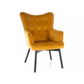 Carmen Velvet Bársony Fotel Curry Fekete Fa Vázzal