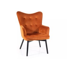 Carmen Velvet Fahéjbarna Bársony Fotel Fekete Lábakkal