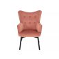  Carmen Velvet Antik Rózsaszín Fotel Bársony Kárpitozással Fekete Fa Lábakkal