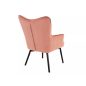   Carmen Velvet Antik Rózsaszín Fotel Bársony Kárpitozással Fekete Fa Lábakkal
