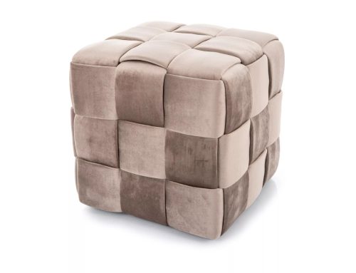 Casel Velvet Fonott Puff Sötét Bézs