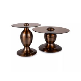 Cassie Kerek Dohányzóasztal Üveg Bronz-Réz Fényes