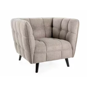   Castello Brego Luxus Fotel Bézs Tűzött Kárpitozású Fa Lábakkal