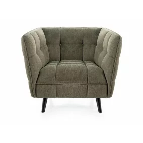   Castello Brego Elegáns Fotel Olívazöld Kárpittal Wenge Lábakkal