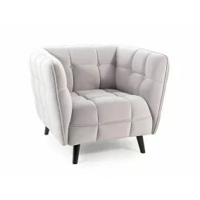 Castello Velvet Luxus Fotel Világosszürke Bársony Wenge