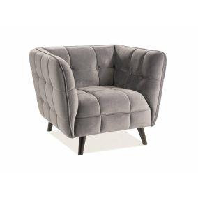 Castello Velvet Luxus Fotel Bársony Szürke Steppelt