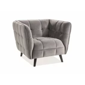 Castello Velvet Luxus Fotel Bársony Szürke Steppelt